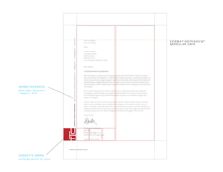 torontotransitcommission1900yongestreet,toronto,ontariom4s1z24163934000fax4163934010
corporate services division
www.ttc.ca
Your ref: B/001
Our ref: A/003
Date
Contact name
Company name
Address line 1
Address line 2
City, Province P05TAL C0D3
Dear Name:
Corporate identity guidelines
The ﬁrst direct contact most outsiders have with the Toronto Transit Commis-
sion other than by telephone, is when they receive a letter. Lorem ipsum dolor sit
amet, consectetuer adipiscing elit, sed diam nonummy nibh euismod tincidunt ut
laoreet dolore magna aliquam erat volutpat. Ut wisi enim ad minim veniam, quis
nostrud exerci tation ullamcorper suscipit lobortis nisl ut aliquip ex ea commodo
consequat.
Duis autem vel eum iriure dolor in hendrerit in vulputate velit esse molestie
consequat, vel illum dolore eu feugiat nulla facilisis at vero eros et accumsan
et iusto odio dignissim qui blandit praesent luptatum zzril delenit augue duis
dolore te feugait.
Ut wisi enim ad minim veniam, quis nostrud exerci tation ullamcorper suscipit
lobortis nisl ut aliquip ex ea commodo consequat. Duis autem vel eum iriure
dolor in hendrerit in vulputate velit esse molestie consequat, vel illum dolore eu
feugiat nulla facilisis at vero eros et accumsan et iusto odio dignissim qui blandit
praesent luptatum zzril delenit augue duis dolore te feugait nulla facilisi.
Yours truly,
Firstname Lastname
Job Title
Email: name@ttc.ca
Direct line: 416 393 0000
Copy to: One Other
format-dependent
modular grid
identity mark
name/address
dictates width of grid
apex sans medium c
+ book c, 8 pt
 