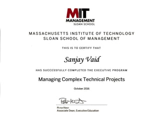 MIT - Managing Complex Technical Projects.