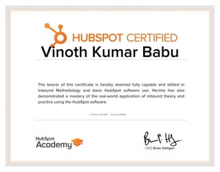 Hubspot Partner Certificate