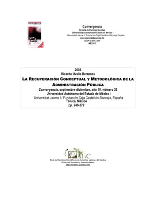 La recuperación conceptual y metodológica de la administración pública, por Ricardo Uvalle Berrones