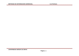 SISTEMAS DE INFORMACION GERENCIAL                E.A PUCALA




UNIVERSIDAD SEÑOR DE SIPAN
                                    Página 111
 