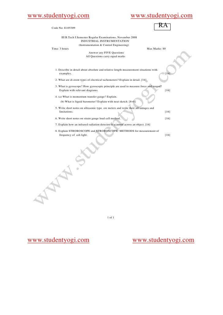 Industrial Instrumentation Notes