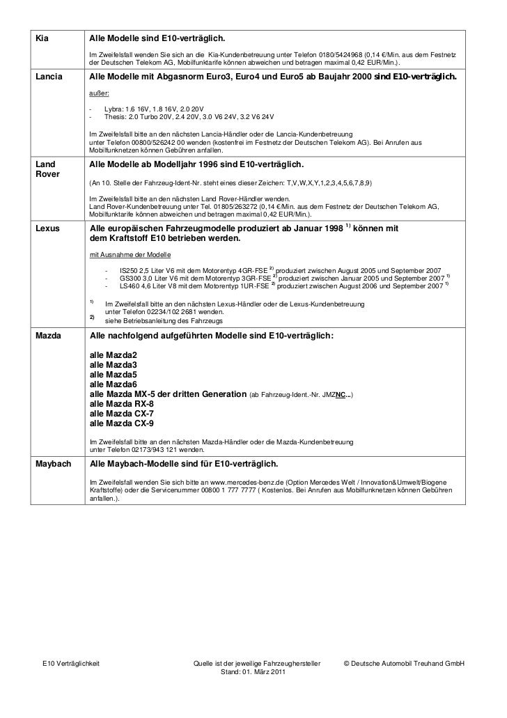 E10 Vertraglichkeit Von Kraftfahrzeugen