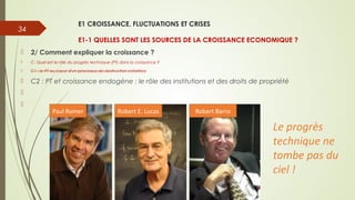 E1 CROISSANCE, FLUCTUATIONS ET CRISES 
E1-1 QUELLES SONT LES SOURCES DE LA CROISSANCE ECONOMIQUE ? 
34 
 2/ Comment expli...
