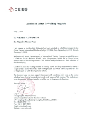 Admision Letter