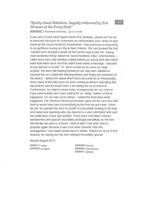 Front Desk Agent Compliments Porfolio