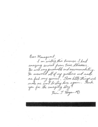 Front Desk Agent Compliments Porfolio