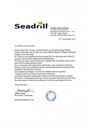 Offshore Installation Manager- Seadrill, West Setia- Graeme Bain