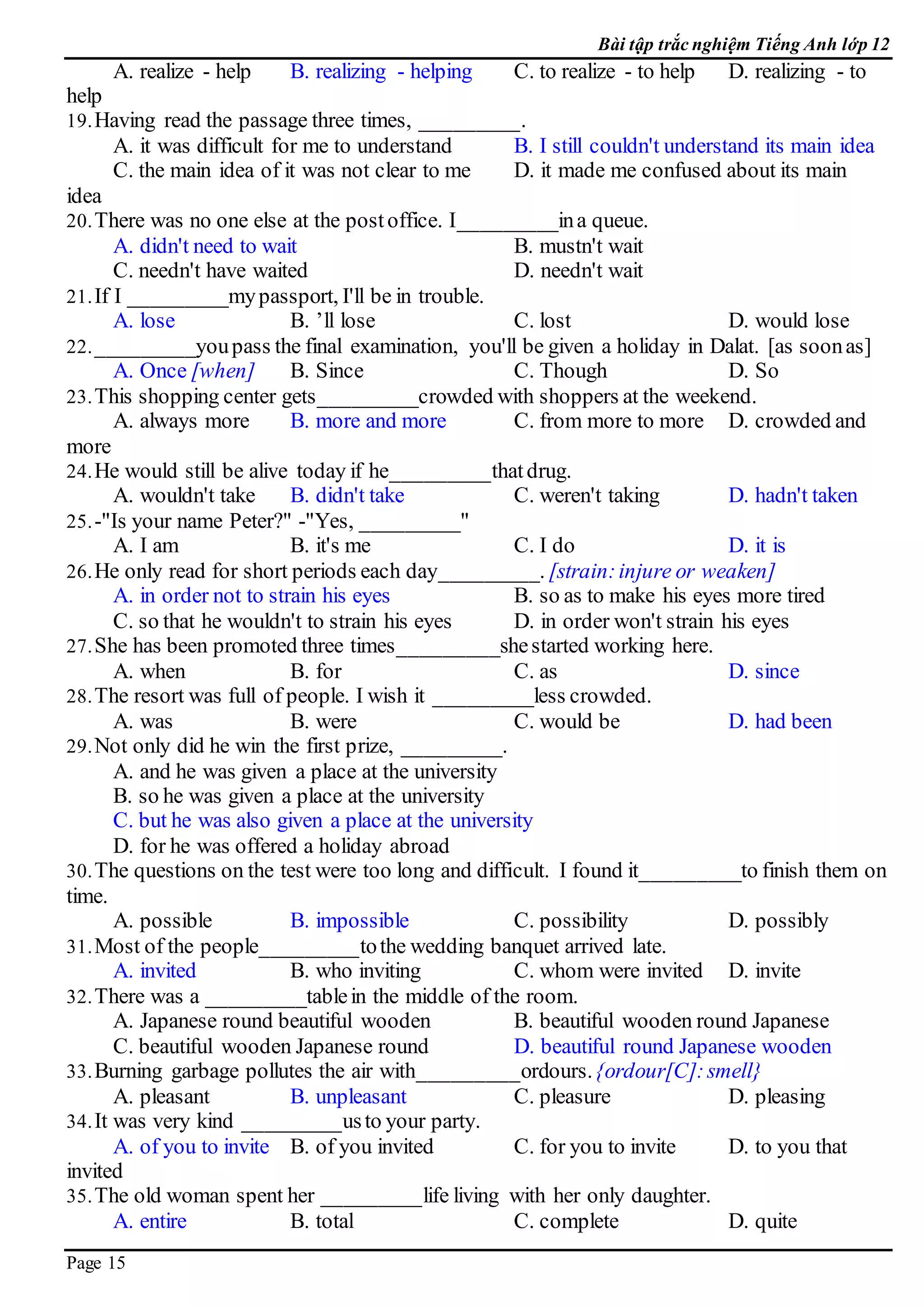 E 12  bai tap trac nghiem  keys 