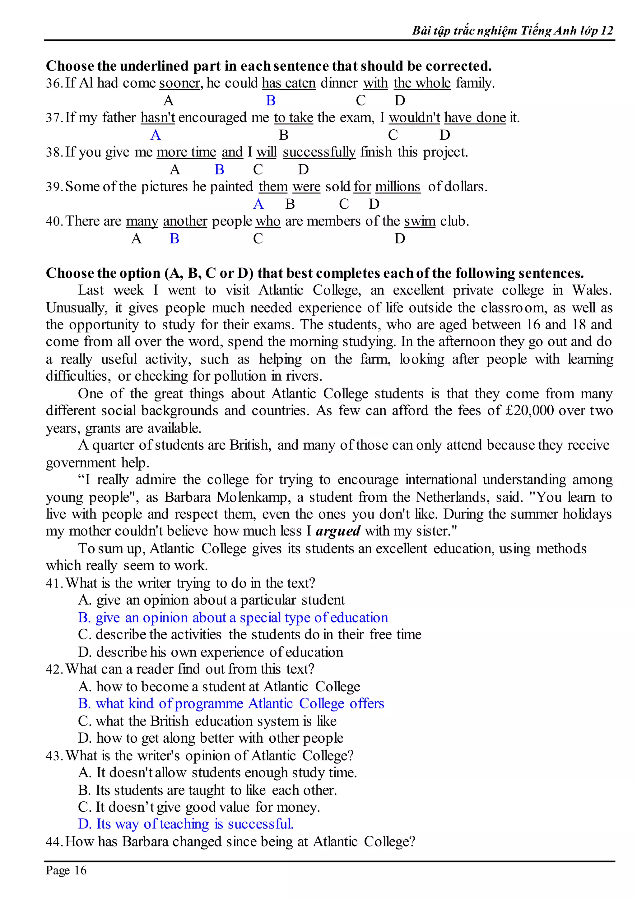 E 12  bai tap trac nghiem  keys 