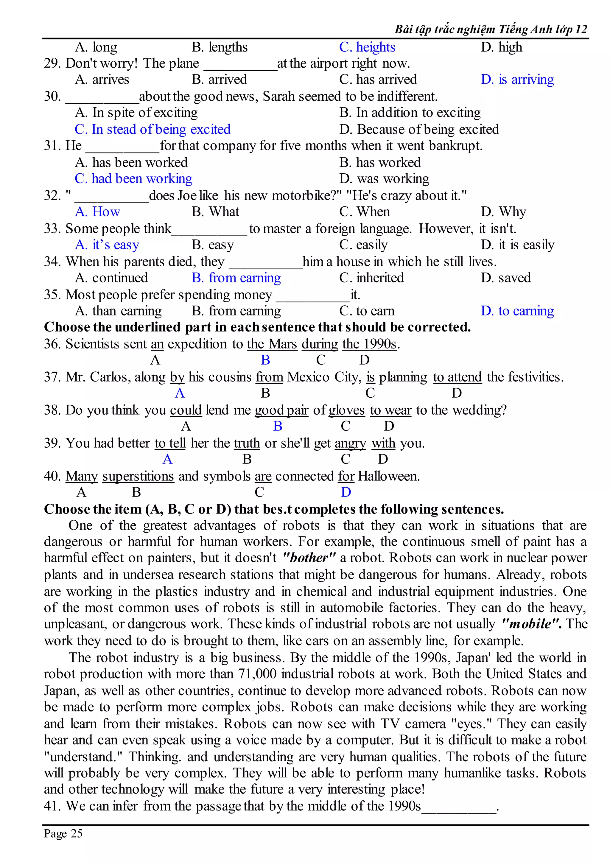 E 12  bai tap trac nghiem  keys 