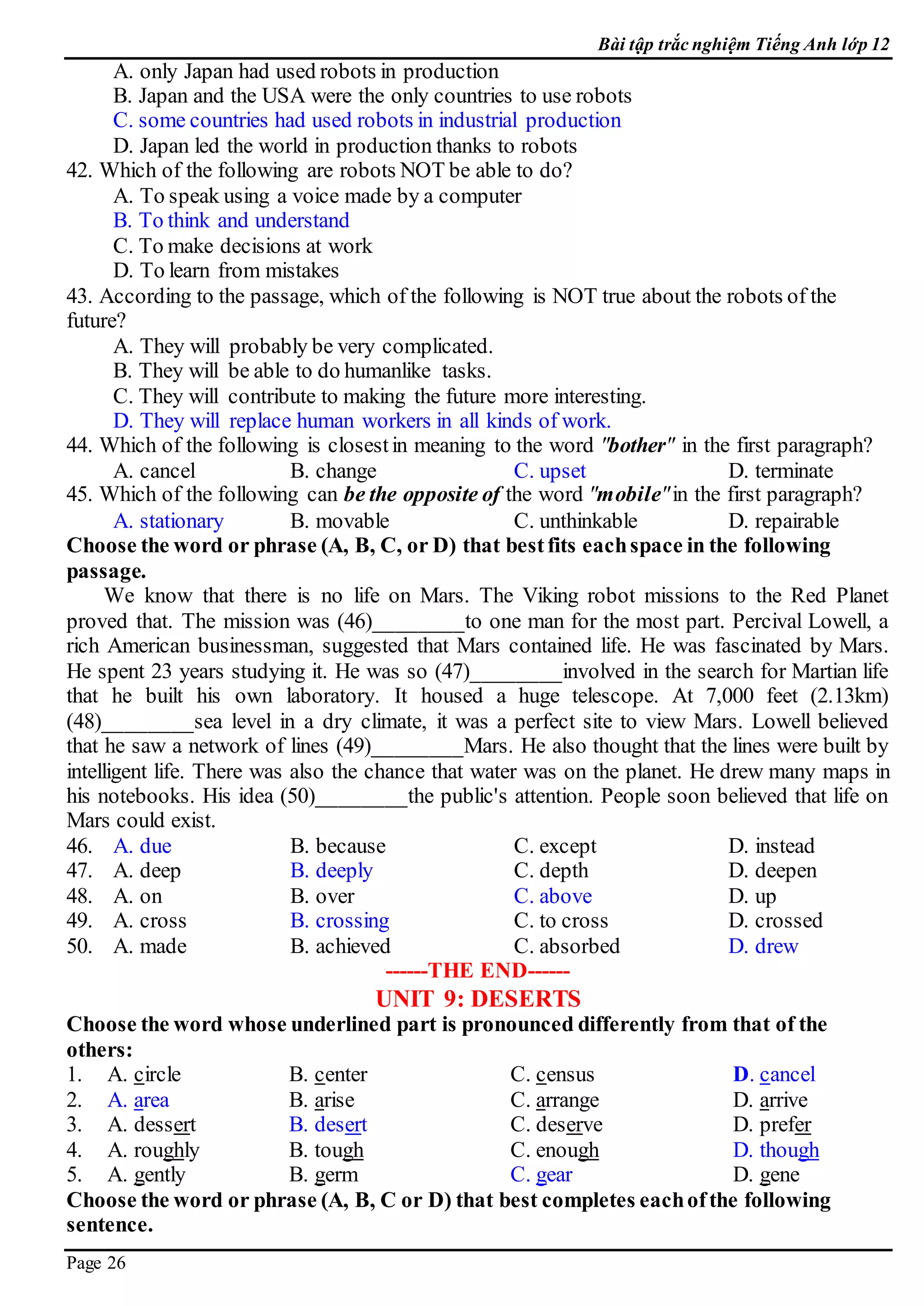 E 12  bai tap trac nghiem  keys 