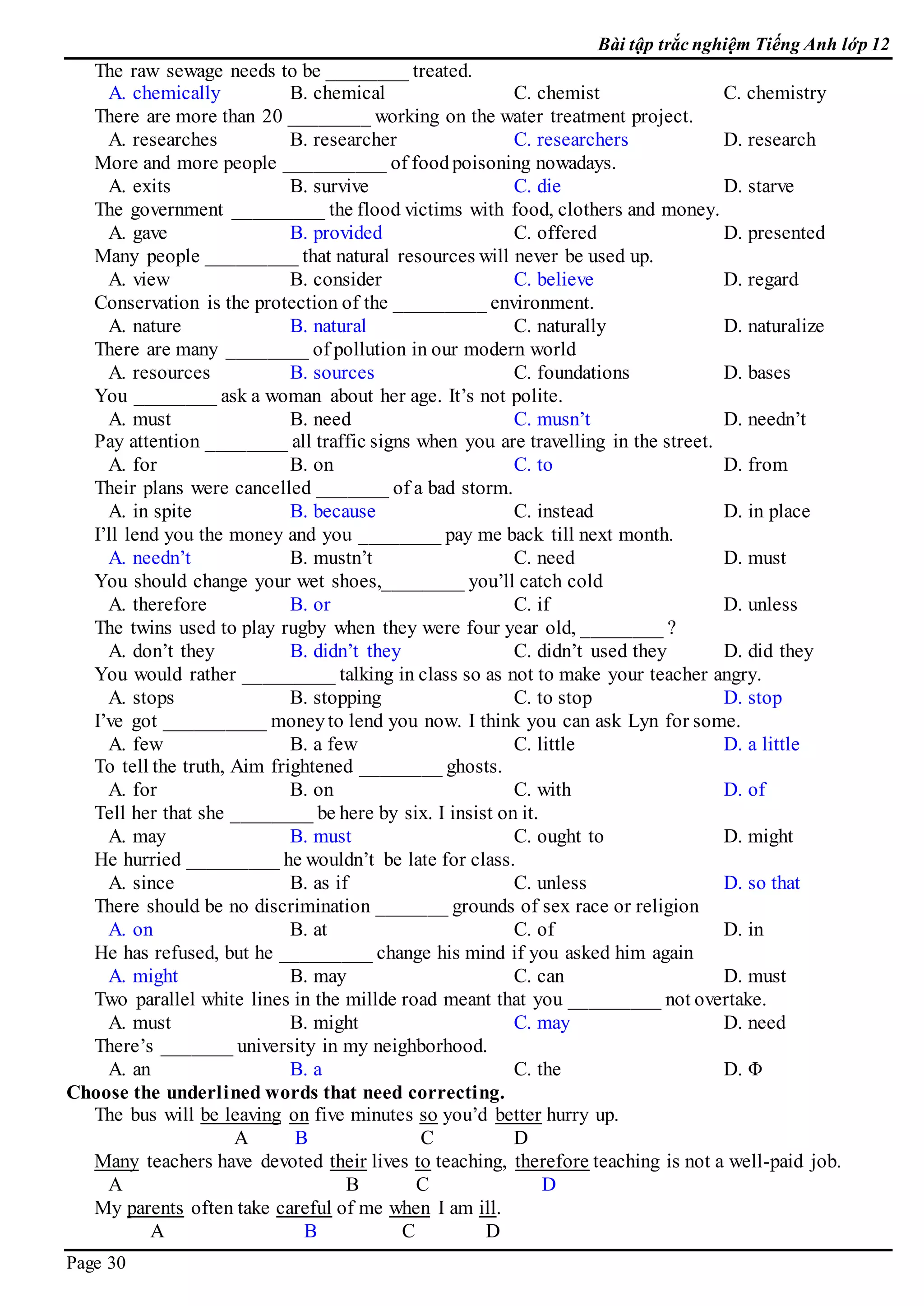 E 12  bai tap trac nghiem  keys 