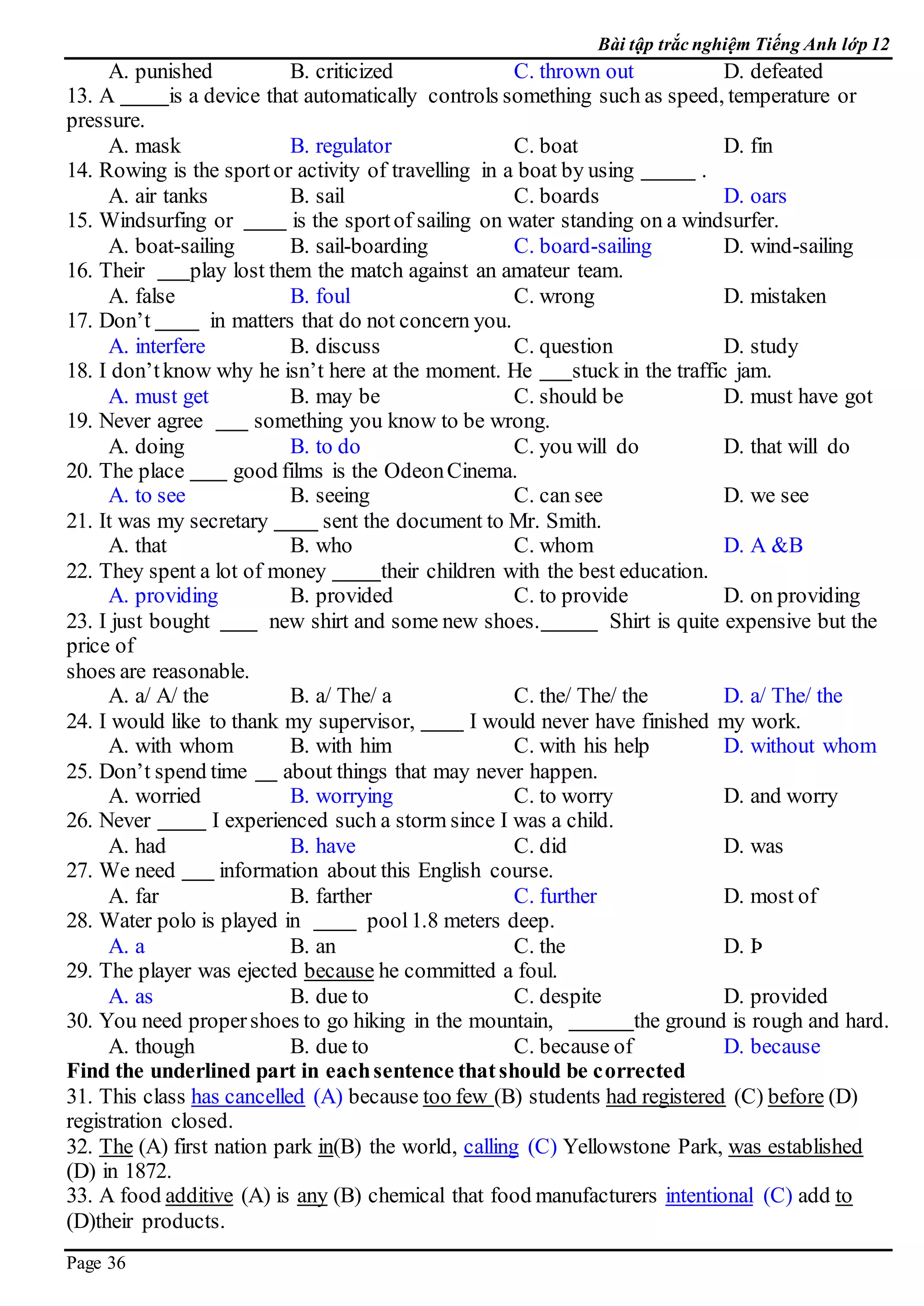 E 12  bai tap trac nghiem  keys 