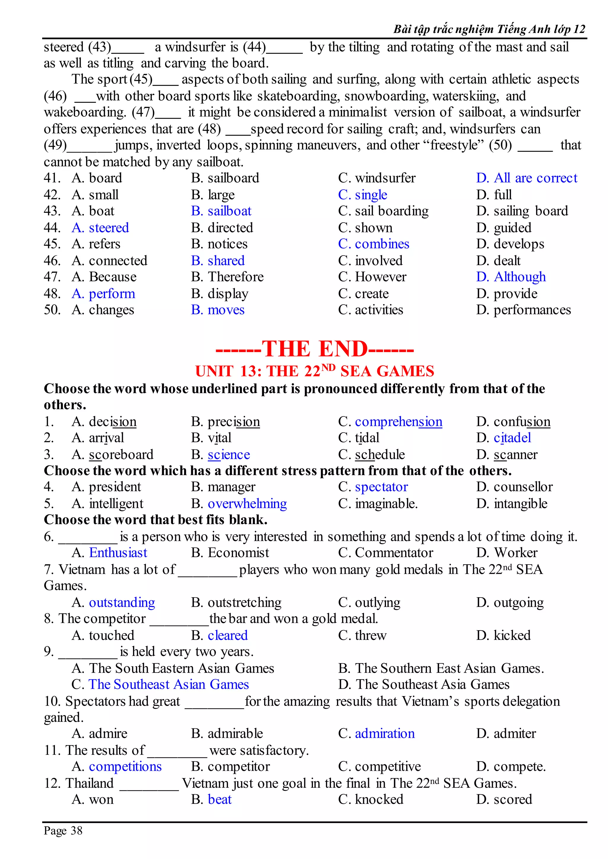 E 12  bai tap trac nghiem  keys 