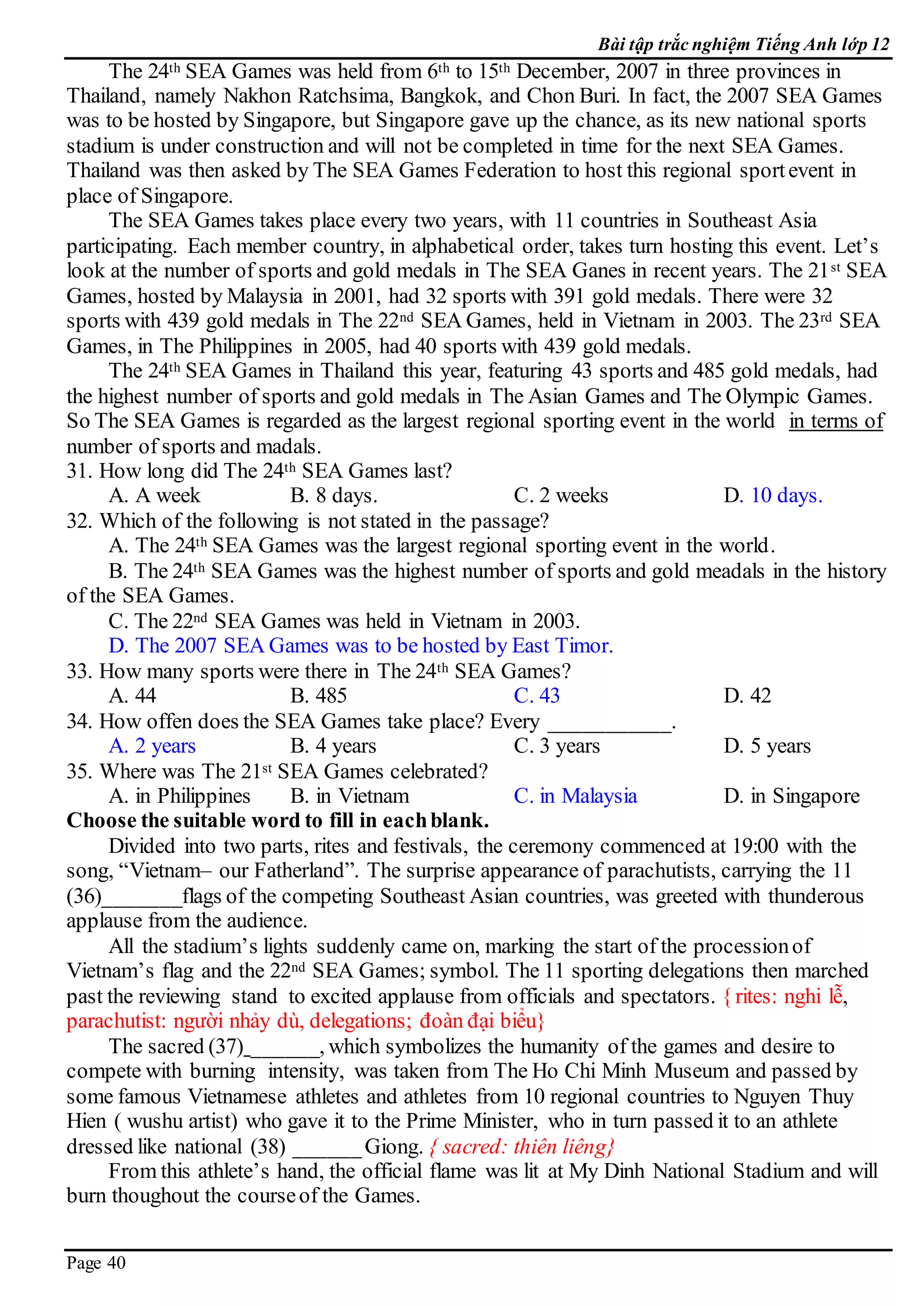 E 12  bai tap trac nghiem  keys 