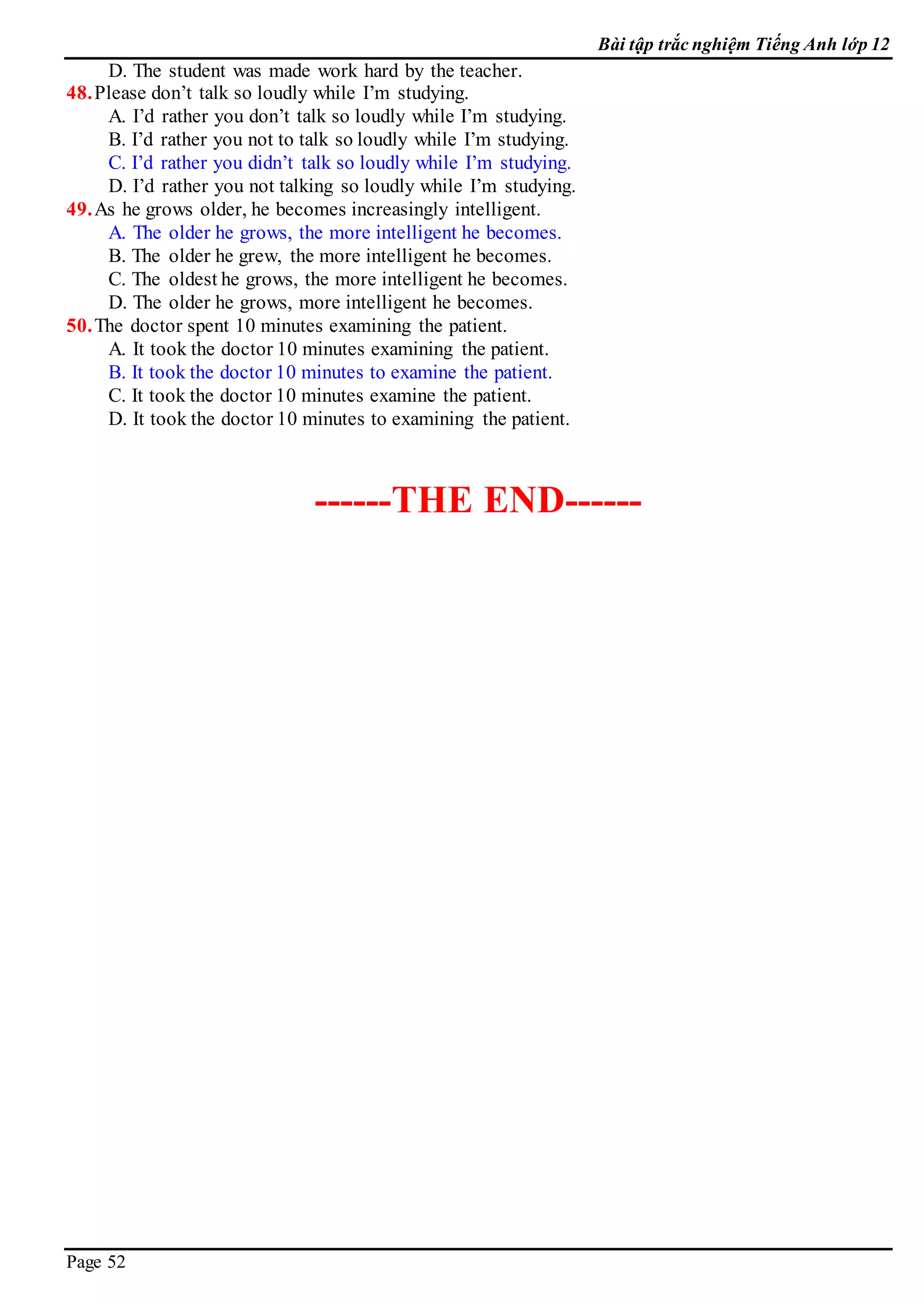 E 12  bai tap trac nghiem  keys 