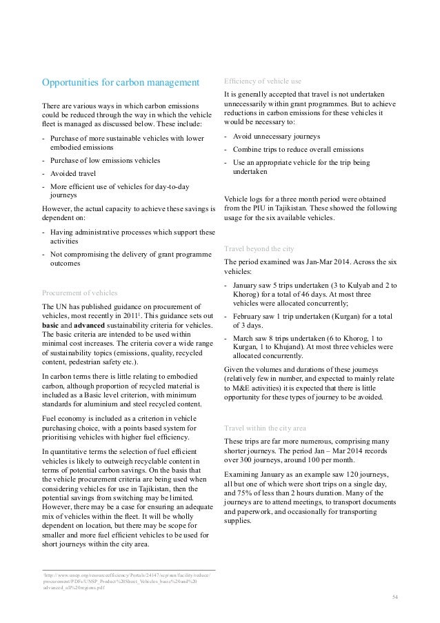 UNDP final report + case reports carbon foot printing