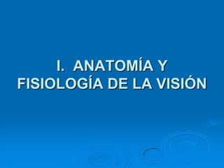 I. ANATOMÍA Y
FISIOLOGÍA DE LA VISIÓN
 