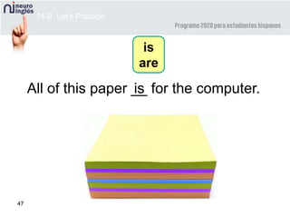 47
All of this paper __ for the computer.is
is
are
14-6 Let’s Practice
 