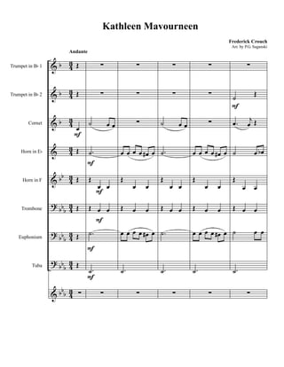 
































Trumpet in B 1
Trumpet in B 2
Cornet
Horn in E
Horn in F
Trombone
Euphonium
Tuba
Andante

















  


 
  






     

 
  
     




  


 
  






     

 
  
     






 
 
  

 
  
  


Kathleen Mavourneen
Frederick Crouch
Arr. by P.G. Saganski
 