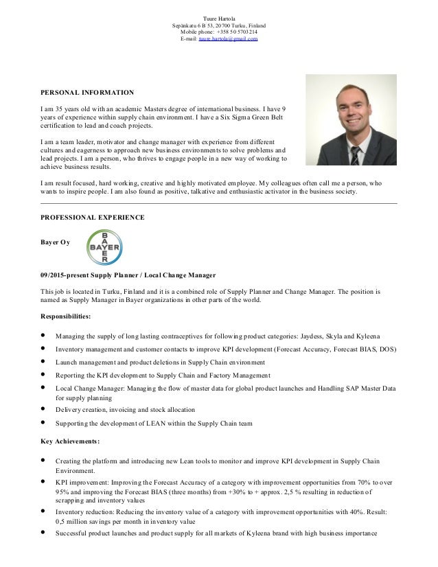 supply chain cv