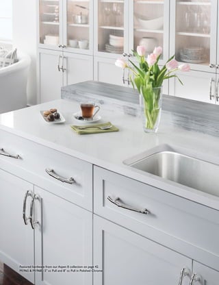 Featured hardware from our Aspen II collection on page 42.
M1965 & M1968 - 5" cc Pull and 8" cc Pull in Polished Chrome
 