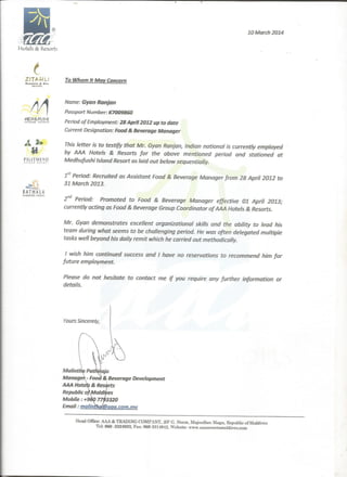 Reference Letter from AAA