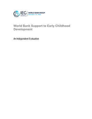 World Bank Support to Early Childhood Development | PDF