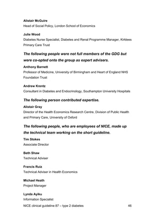 E18 nice guideline for the management of type 2 diabetes may 2009 | PDF