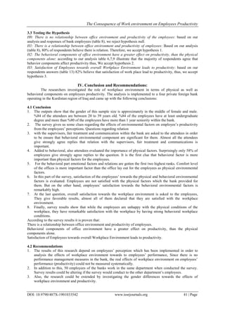 The Consequence of work environment on Employees Productivity | PDF