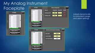 Adapts dynamically
to instrument range
and alarm settings
My Analog Instrument
Faceplate
 