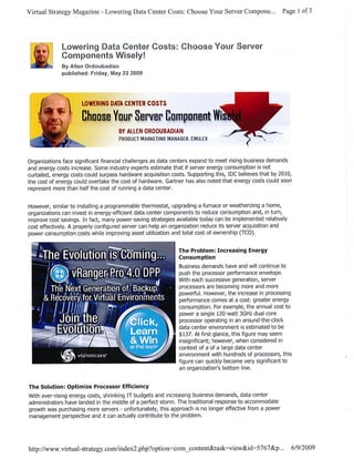 Virtual Strategy Magazine - Lowering Data Center Costs - Choose Your Server Components Wisely