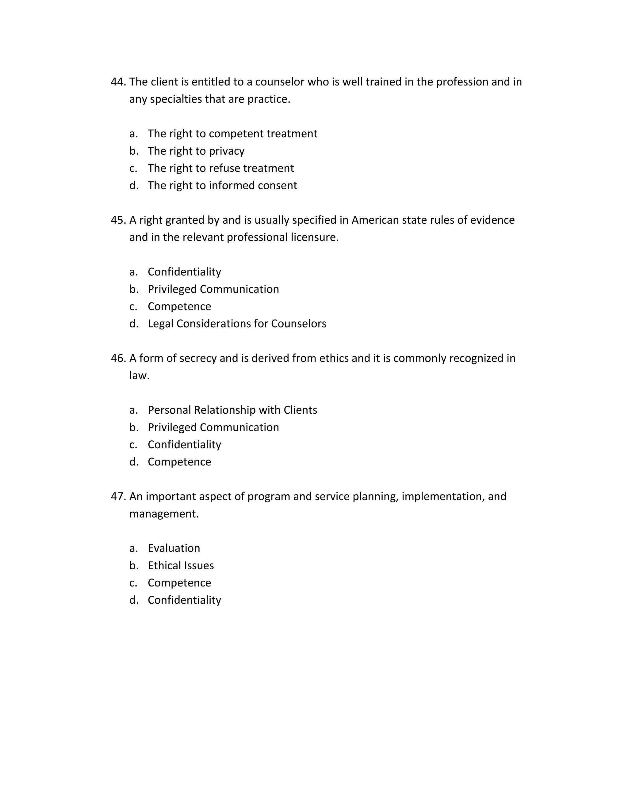 Counseling relationship