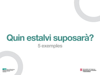 Quin estalvi suposarà?
5 exemples
Generalitat de Catalunya

Departament de Territori 
i Sostenibilitat
 