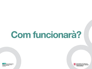 Com funcionarà?
Generalitat de Catalunya

Departament de Territori 
i Sostenibilitat
 