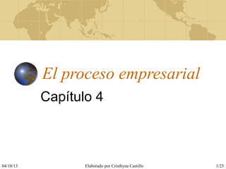 04/10/13 Elaborado por Cristhyna Castillo 1/25
El proceso empresarial
Capítulo 4
 