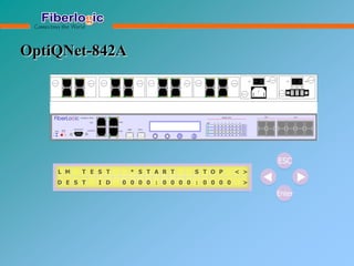 ESC
Enter
L M T E S T * S T A R T S T O P < >
D E S T I D 0 0 0 0 : 0 0 0 0 : 0 0 0 0 >
OptiQNet-842A
 