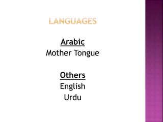 Arabic
Mother Tongue
Others
English
Urdu
 