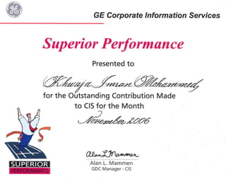 Superior Performance - November 2006