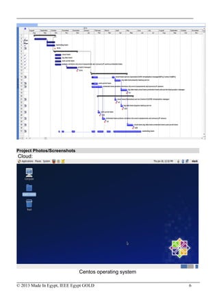 © 2013 Made In Egypt, IEEE Egypt GOLD 6
Project Photos/Screenshots
Cloud:
Centos operating system
 