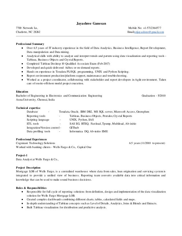 data analyst resume samples