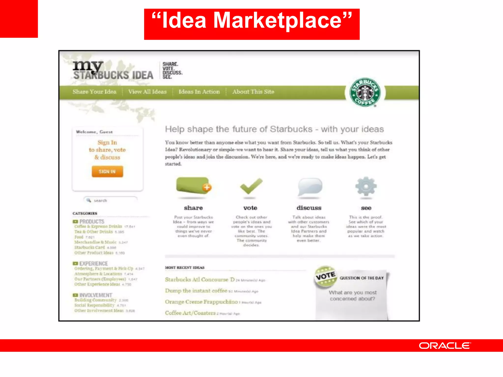 “Idea Marketplace”
 