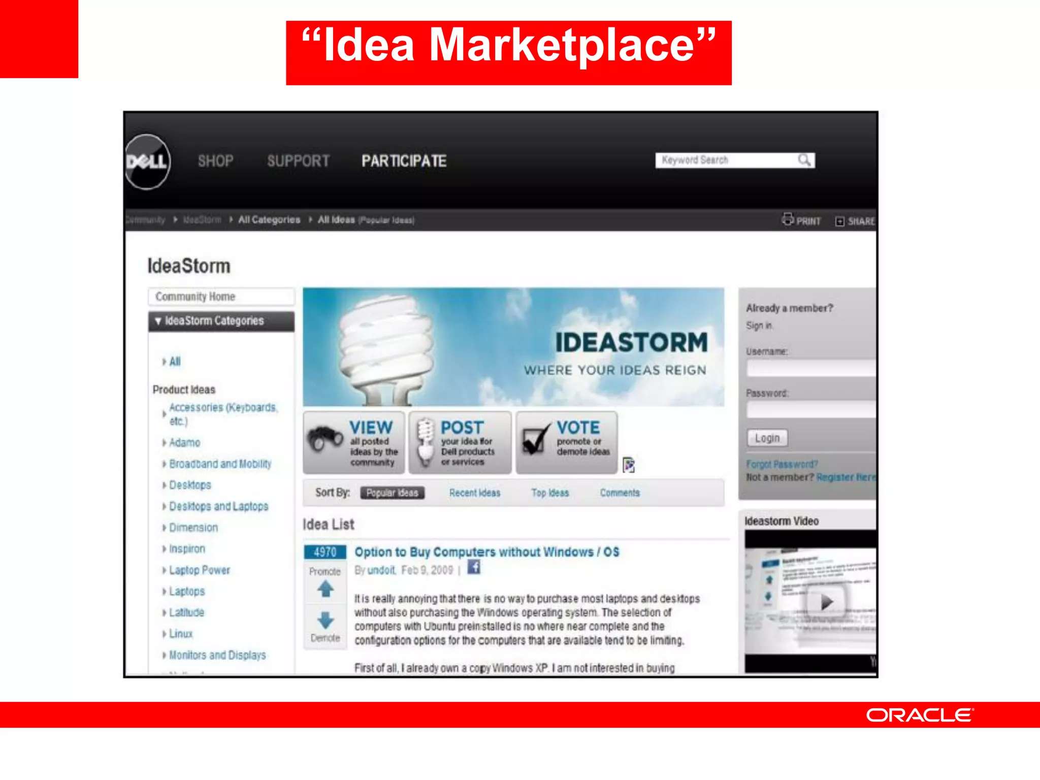 “Idea Marketplace”
 