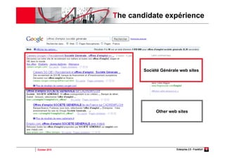 October 2010 Enterprise 2.0 - Frankfurt
The candidate expérience
6
Société Générale web sites
Other web sites
 