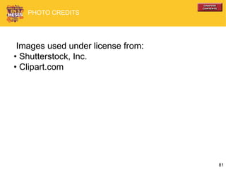 81
Images used under license from:
• Shutterstock, Inc.
• Clipart.com
PHOTO CREDITS
 