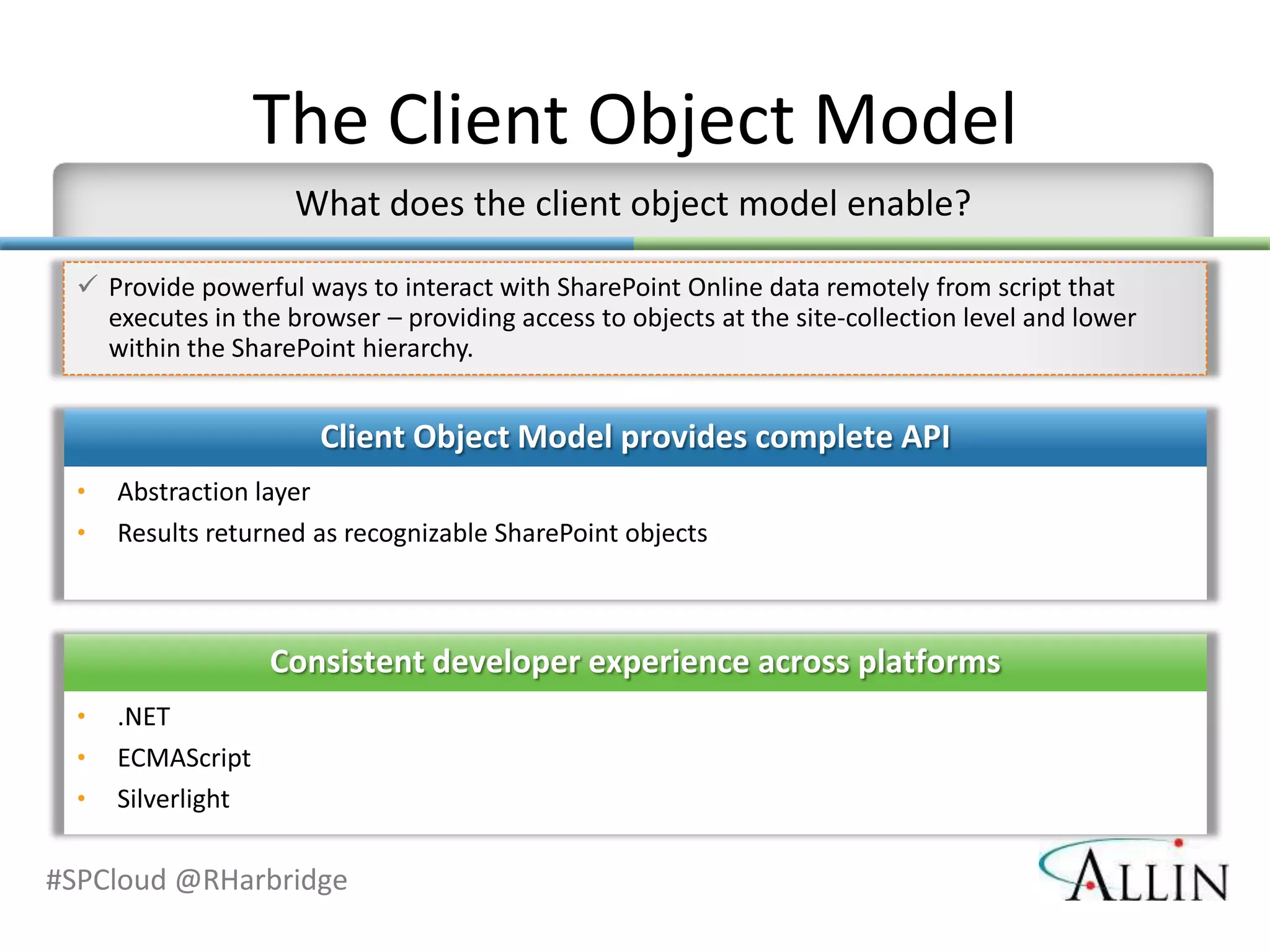 The Client Object Model




#SPCloud @RHarbridge
 