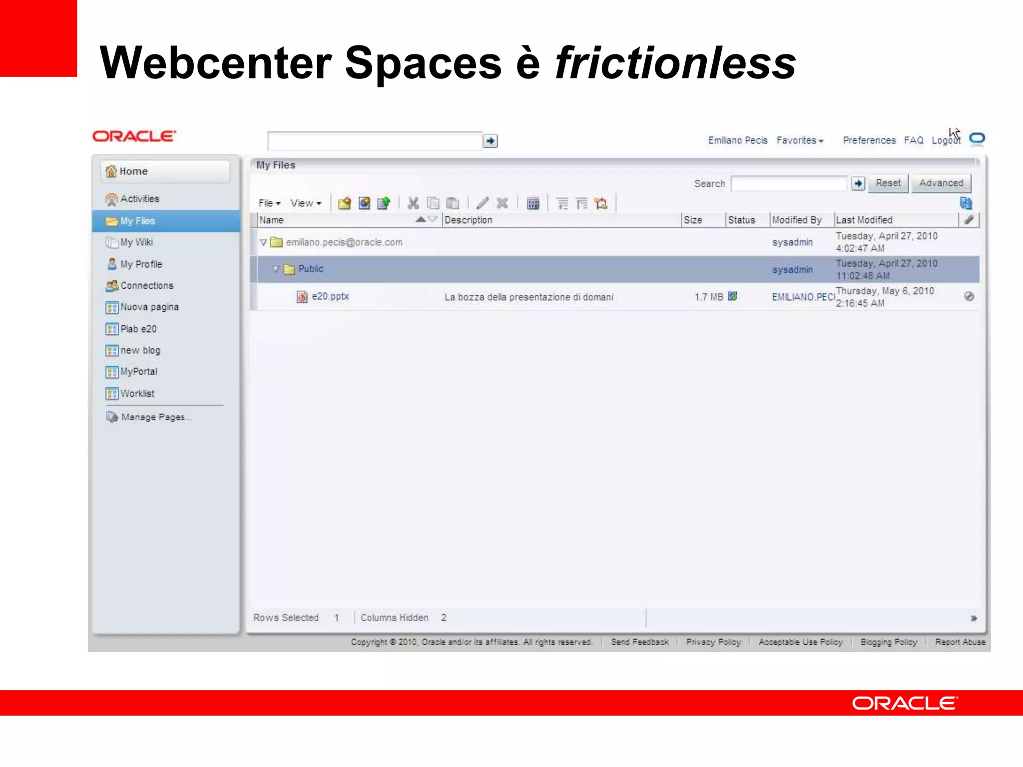 Webcenter Spaces is frictionless
 