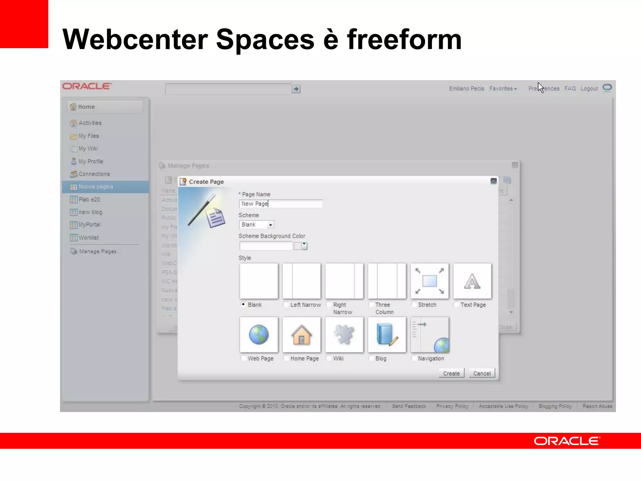 Webcenter Spaces is freeform
 
