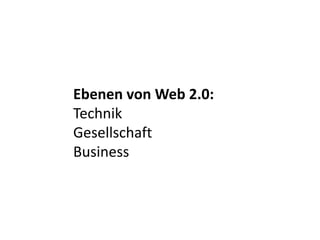 Ebenen von Web 2.0: TechnikGesellschaftBusiness